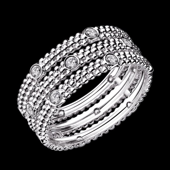 Mauboussin Le Premier Jour Three Row Diamond White Gold Size 5.5 Ring White Gold - Picture 5 of 5